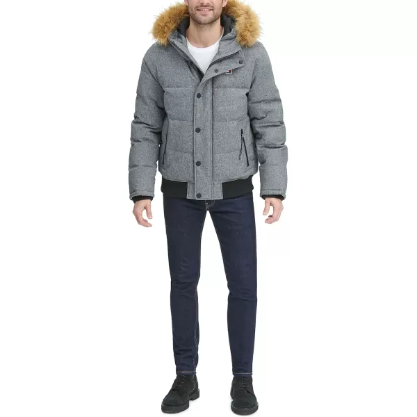 Tommy Hilfiger Mens Arctic Cloth Quilted Snorkel Bomber JacketHeather Grey