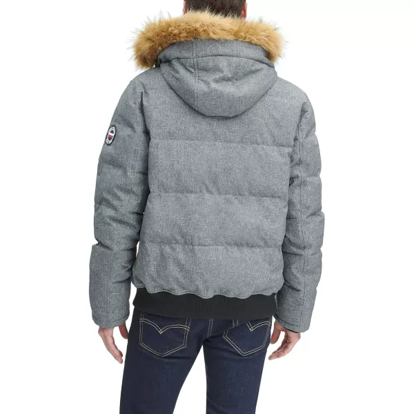 Tommy Hilfiger Mens Arctic Cloth Quilted Snorkel Bomber JacketHeather Grey