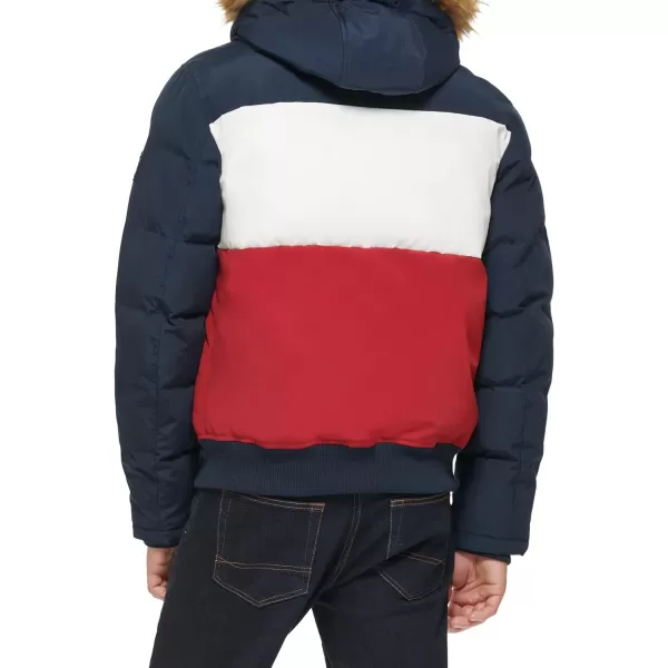 Tommy Hilfiger Mens Arctic Cloth Quilted Snorkel Bomber JacketMidnightIceRed