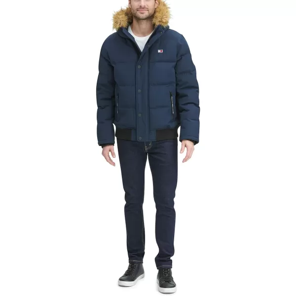 Tommy Hilfiger Mens Arctic Cloth Quilted Snorkel Bomber JacketNavy