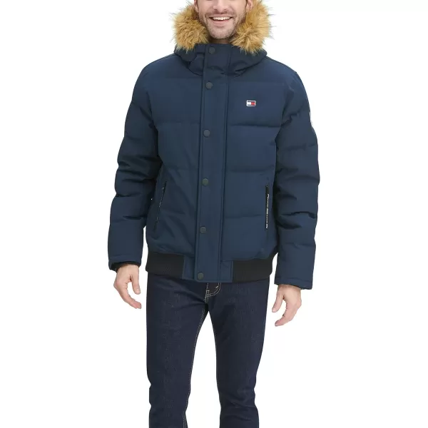 Tommy Hilfiger Mens Arctic Cloth Quilted Snorkel Bomber JacketNavy