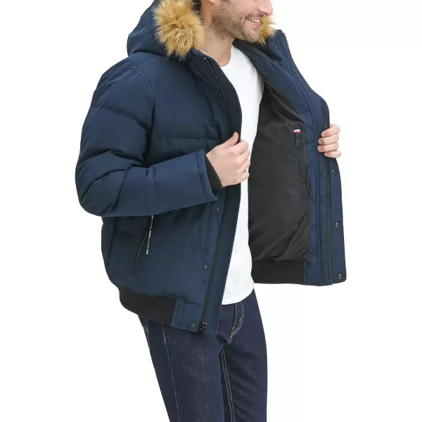 Tommy Hilfiger Mens Arctic Cloth Quilted Snorkel Bomber JacketNavy