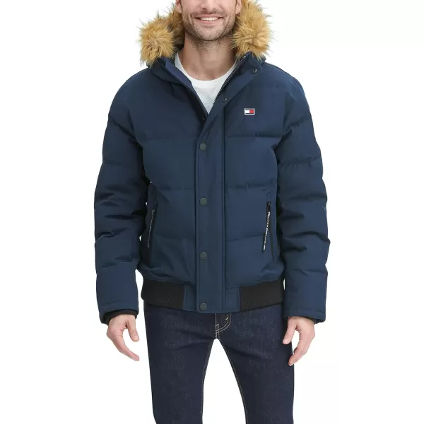 Tommy Hilfiger Mens Arctic Cloth Quilted Snorkel Bomber JacketNavy