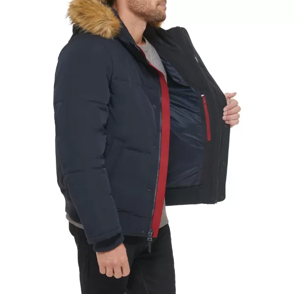 Tommy Hilfiger Mens Arctic Cloth Quilted Snorkel Bomber JacketNavy Tech