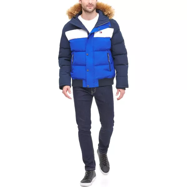 Tommy Hilfiger Mens Arctic Cloth Quilted Snorkel Bomber JacketNavyWhiteRoyal