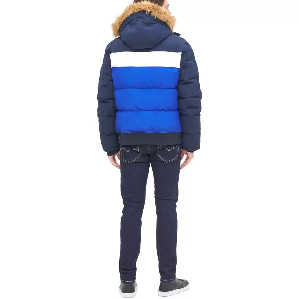 Tommy Hilfiger Mens Arctic Cloth Quilted Snorkel Bomber JacketNavyWhiteRoyal