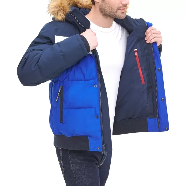 Tommy Hilfiger Mens Arctic Cloth Quilted Snorkel Bomber JacketNavyWhiteRoyal