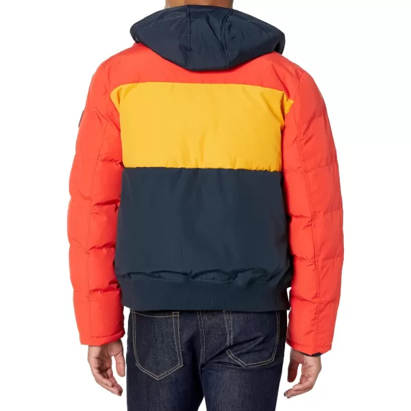 Tommy Hilfiger Mens Arctic Cloth Quilted Snorkel Bomber JacketOrangeYellowNavy