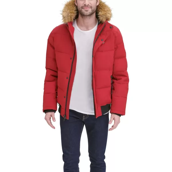 Tommy Hilfiger Mens Arctic Cloth Quilted Snorkel Bomber JacketRed