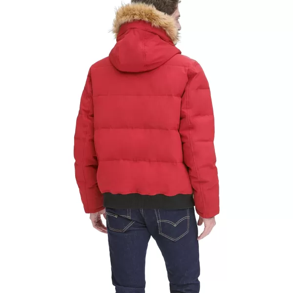 Tommy Hilfiger Mens Arctic Cloth Quilted Snorkel Bomber JacketRed