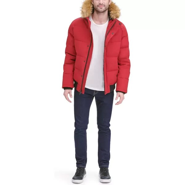 Tommy Hilfiger Mens Arctic Cloth Quilted Snorkel Bomber JacketRed