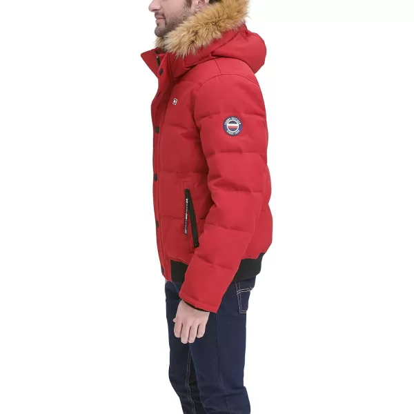 Tommy Hilfiger Mens Arctic Cloth Quilted Snorkel Bomber JacketRed