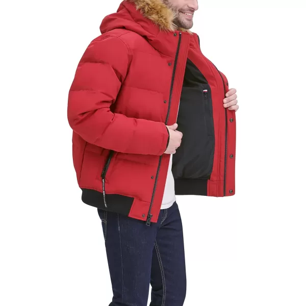 Tommy Hilfiger Mens Arctic Cloth Quilted Snorkel Bomber JacketRed