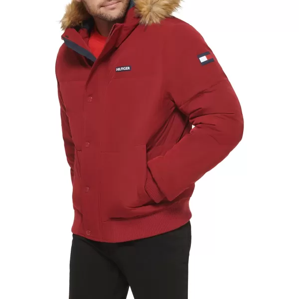 Tommy Hilfiger Mens Arctic Cloth Quilted Snorkel Bomber JacketRed Tech