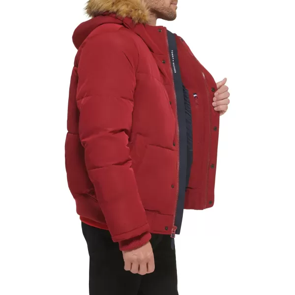 Tommy Hilfiger Mens Arctic Cloth Quilted Snorkel Bomber JacketRed Tech