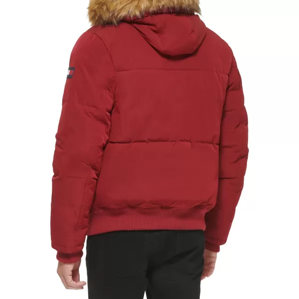 Tommy Hilfiger Mens Arctic Cloth Quilted Snorkel Bomber JacketRed Tech