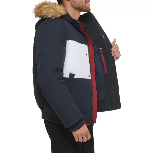 Tommy Hilfiger Mens Arctic Cloth Quilted Snorkel Bomber JacketTommy Logo Print