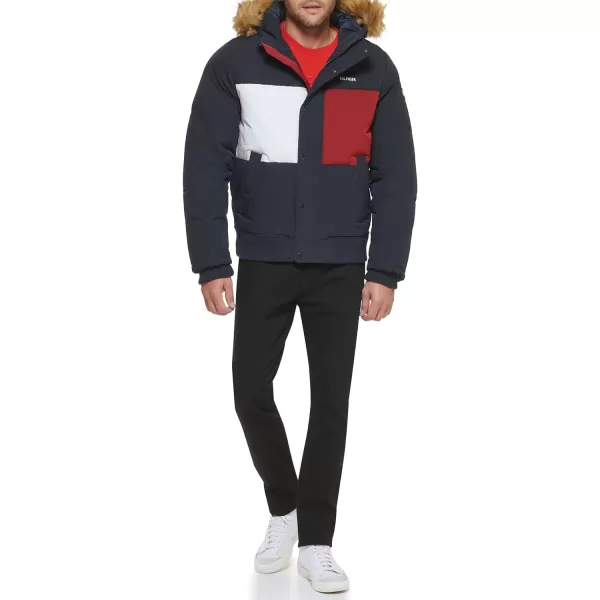 Tommy Hilfiger Mens Arctic Cloth Quilted Snorkel Bomber JacketTommy Logo Print