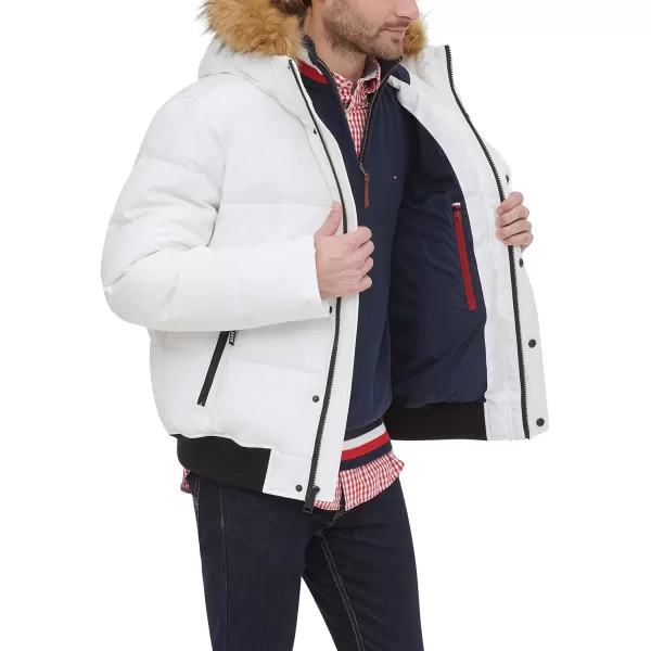 Tommy Hilfiger Mens Arctic Cloth Quilted Snorkel Bomber JacketWhite