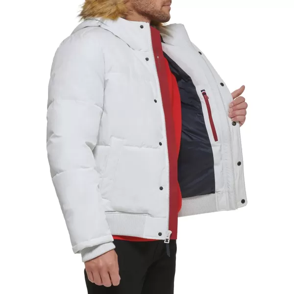 Tommy Hilfiger Mens Arctic Cloth Quilted Snorkel Bomber JacketWhite Tech