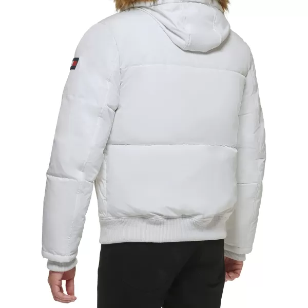 Tommy Hilfiger Mens Arctic Cloth Quilted Snorkel Bomber JacketWhite Tech