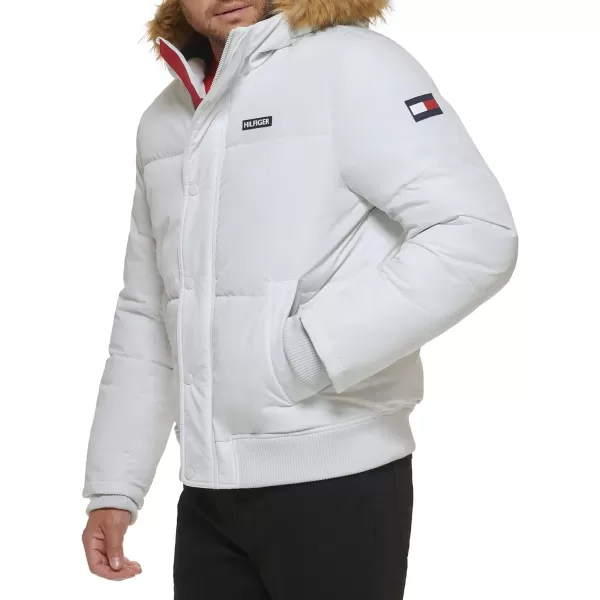 Tommy Hilfiger Mens Arctic Cloth Quilted Snorkel Bomber JacketWhite Tech