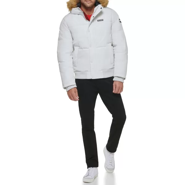 Tommy Hilfiger Mens Arctic Cloth Quilted Snorkel Bomber JacketWhite Tech