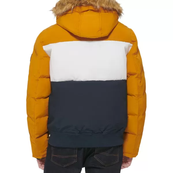 Tommy Hilfiger Mens Arctic Cloth Quilted Snorkel Bomber JacketYellow Gold