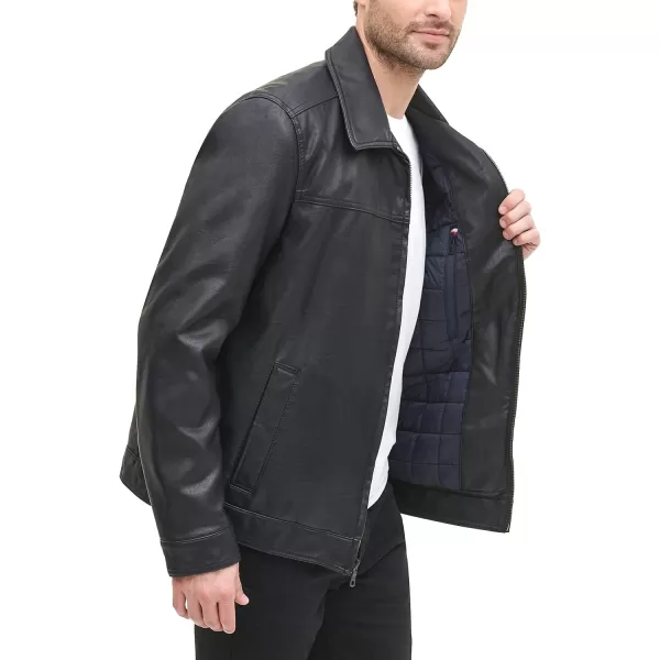 Tommy Hilfiger Mens Classic Faux Leather JacketBlack