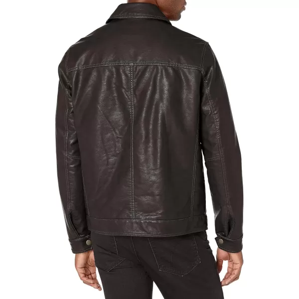 Tommy Hilfiger Mens Classic Faux Leather JacketDark Brown