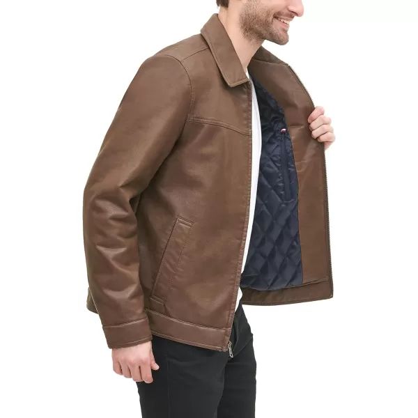 Tommy Hilfiger Mens Classic Faux Leather JacketEarth