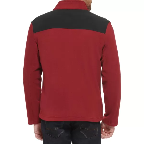 Tommy Hilfiger Mens Classic Zip Front Polar Fleece JacketBlackRed