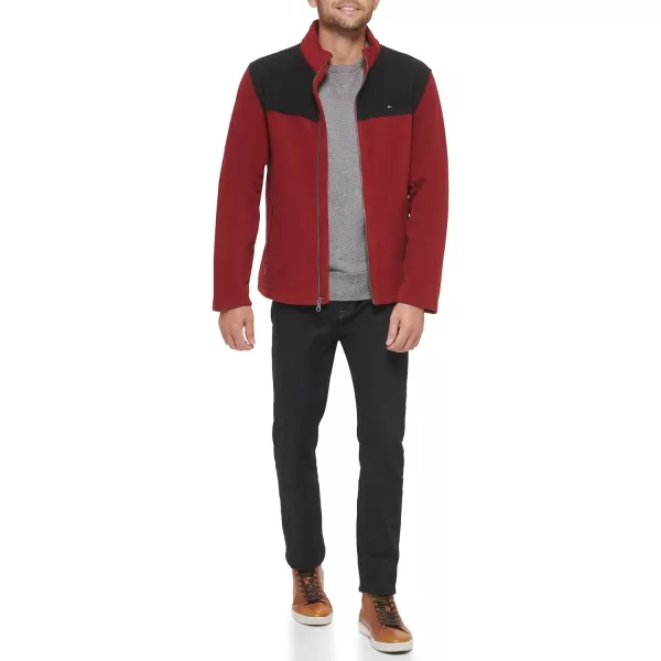 Tommy Hilfiger Mens Classic Zip Front Polar Fleece JacketBlackRed