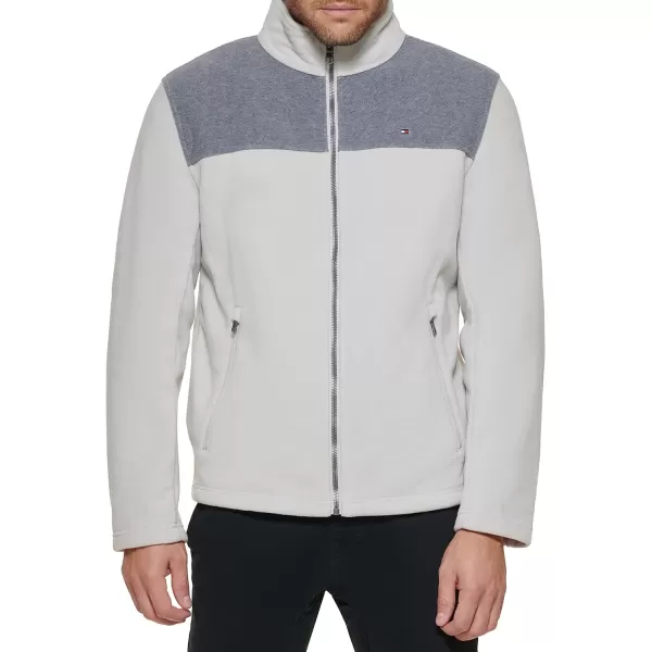 Tommy Hilfiger Mens Classic Zip Front Polar Fleece JacketLight GreyIce