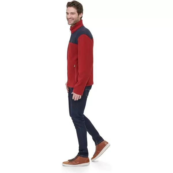 Tommy Hilfiger Mens Classic Zip Front Polar Fleece JacketNavyRed