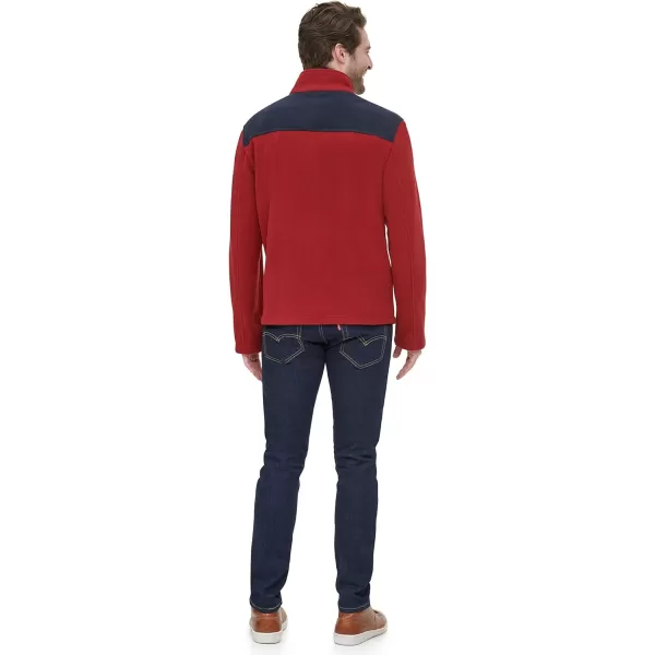 Tommy Hilfiger Mens Classic Zip Front Polar Fleece JacketNavyRed