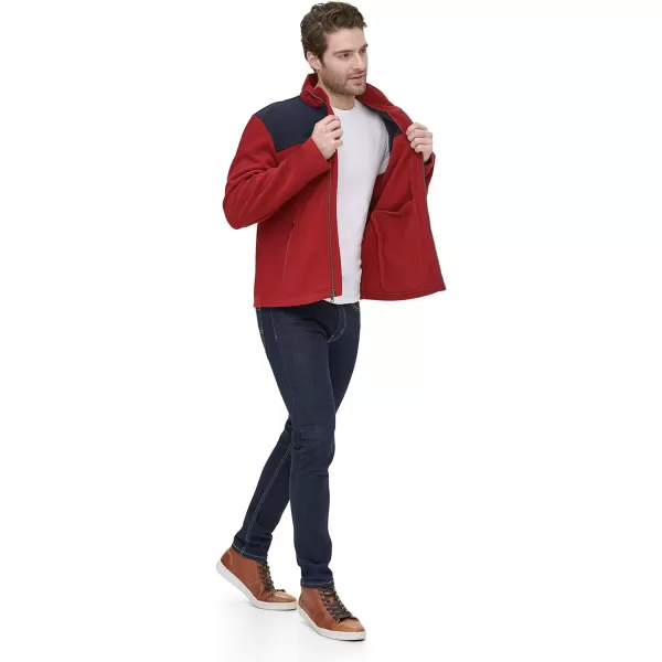 Tommy Hilfiger Mens Classic Zip Front Polar Fleece JacketNavyRed