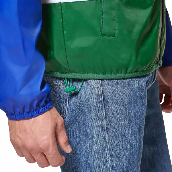 Tommy Hilfiger Mens Color Block Logo Rain SlickerGreenWhiteBlue