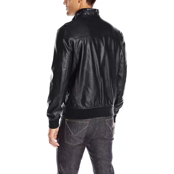 Tommy Hilfiger Mens Faux Leather Bomber JacketBlack