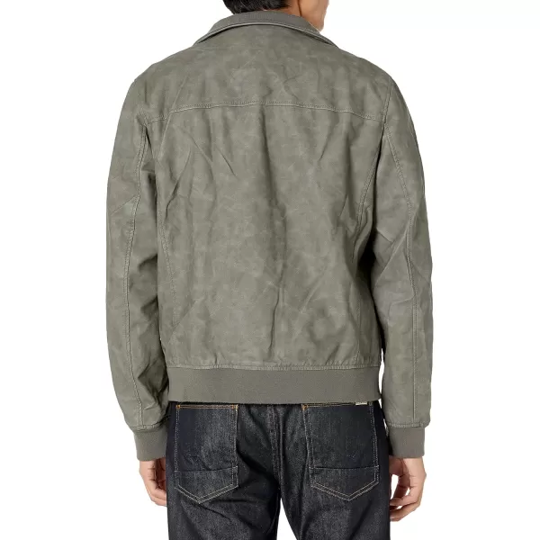 Tommy Hilfiger Mens Faux Leather Bomber JacketLight Grey