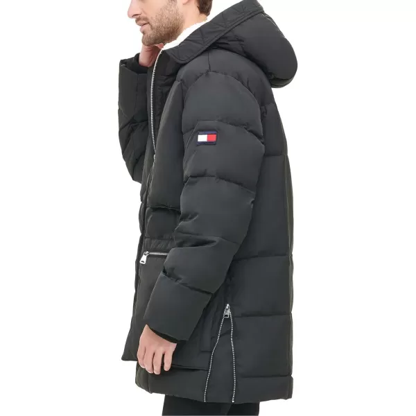 Tommy Hilfiger Mens Heavyweight Quilted Sherpa Hooded ParkaBlack