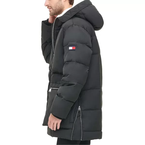 Tommy Hilfiger Mens Heavyweight Quilted Sherpa Hooded ParkaNavy