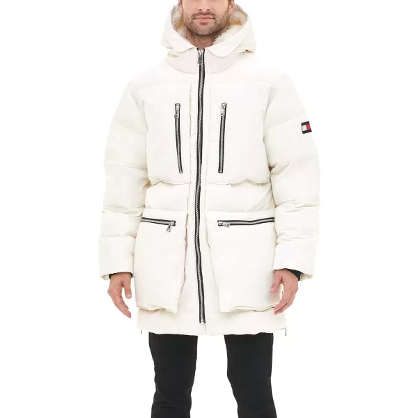 Tommy Hilfiger Mens Heavyweight Quilted Sherpa Hooded ParkaWhite