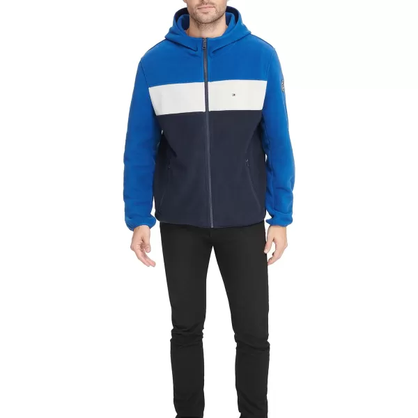 Tommy Hilfiger Mens Hooded Polar Fleece JacketRoyalWhiteNavy