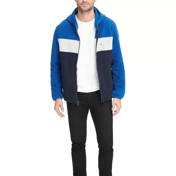 Tommy Hilfiger Mens Hooded Polar Fleece JacketRoyalWhiteNavy