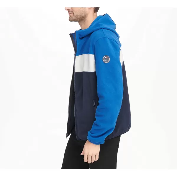 Tommy Hilfiger Mens Hooded Polar Fleece JacketRoyalWhiteNavy