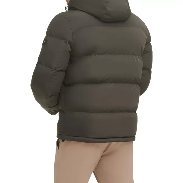 Tommy Hilfiger Mens Hooded Puffer Jacket Standard and Big amp TallArmy Green