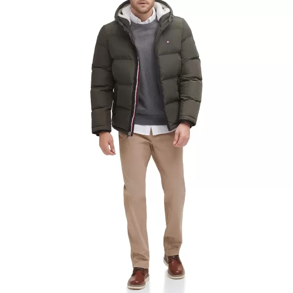 Tommy Hilfiger Mens Hooded Puffer Jacket Standard and Big amp TallArmy Green
