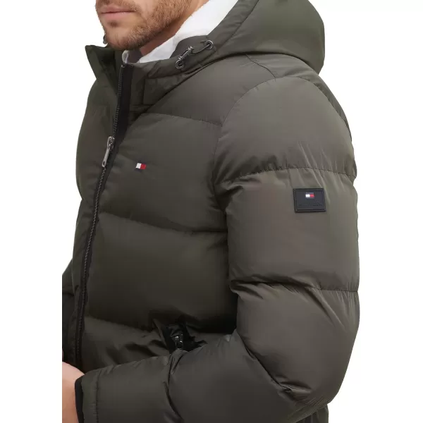 Tommy Hilfiger Mens Hooded Puffer Jacket Standard and Big amp TallArmy Green