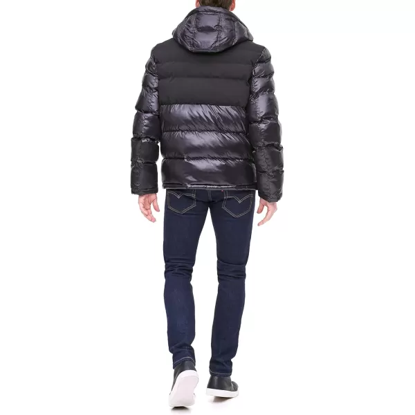 Tommy Hilfiger Mens Hooded Puffer JacketBlack Two Tone